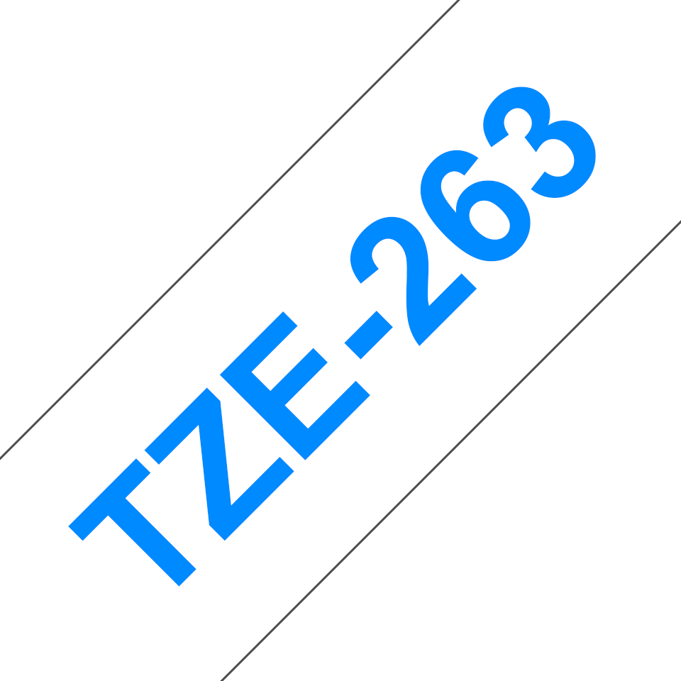 Ruban laminé Brother TZe-263 / TZE263, bleu sur blanc, 36 mm x 8 m