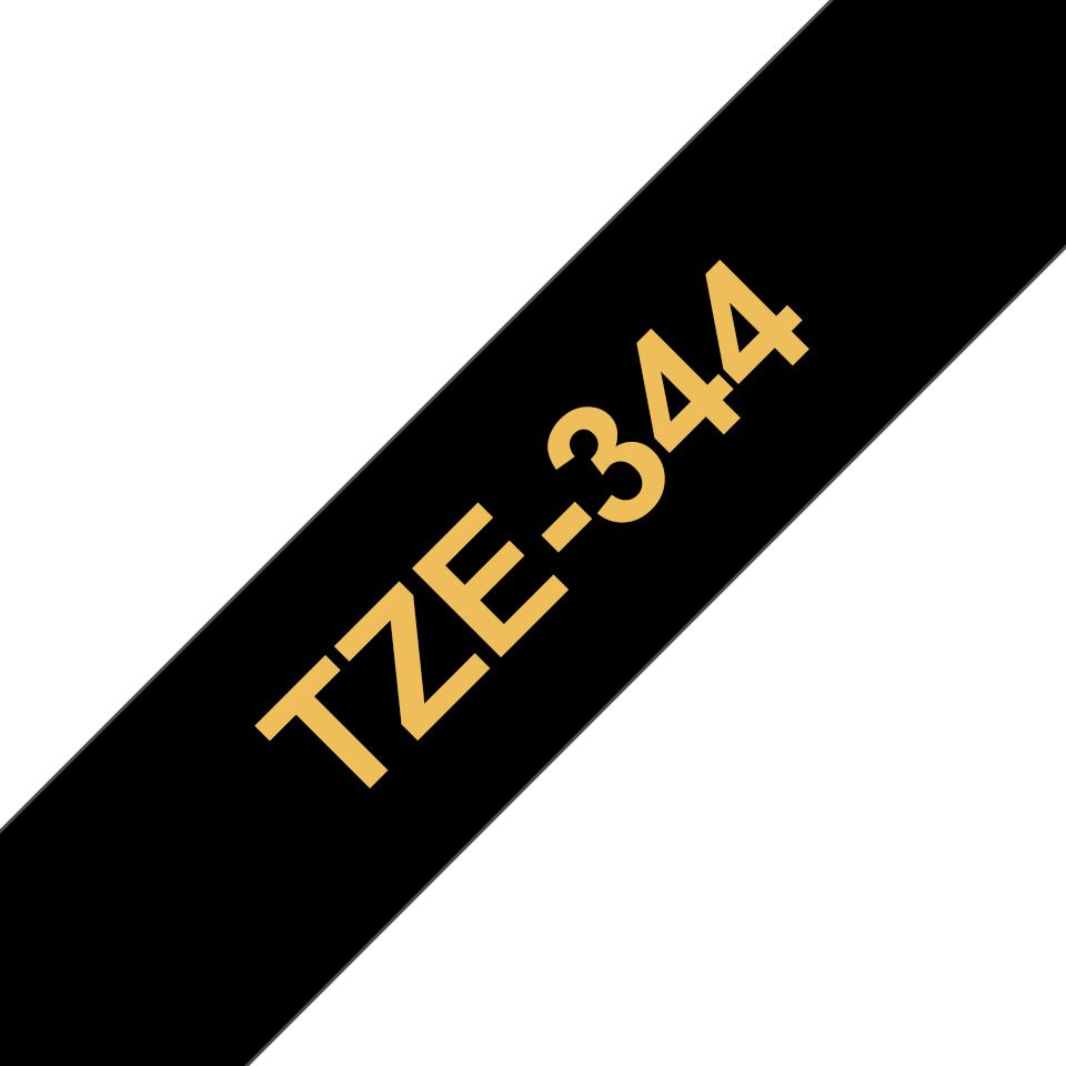 Ruban laminé Brother TZe-344 / TZE344, doré sur noir, 18 mm x 8 m
