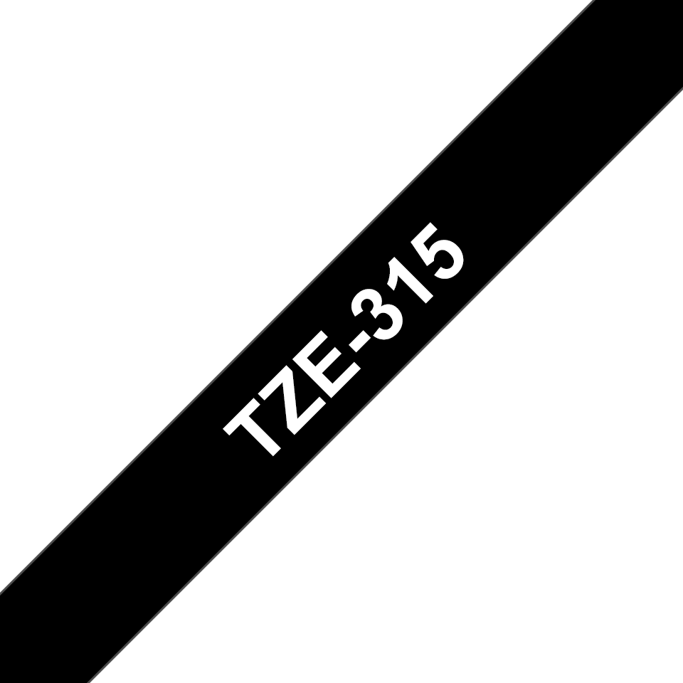 Brother Schriftband laminiert TZe-315 / TZE315, weiß auf schwarz, 6 mm x 8 m