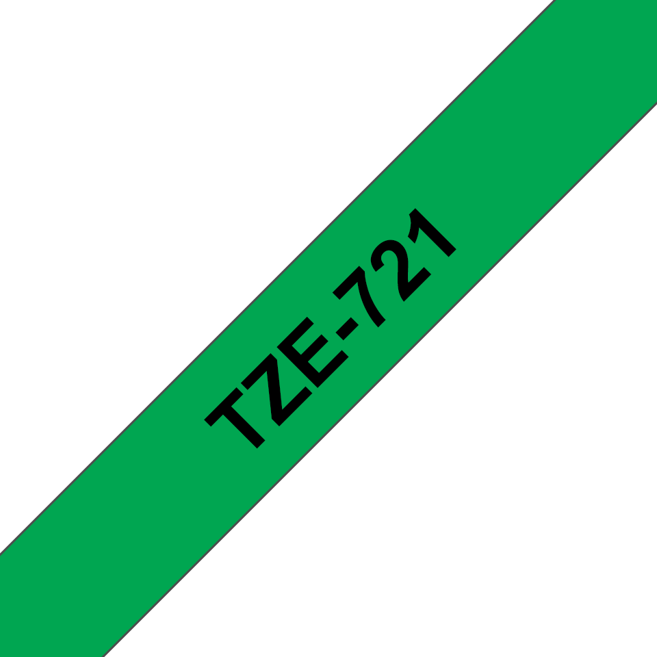 Brother Schriftband laminiert TZe-721 / TZE721, schwarz auf grün, 9 mm x 8 m