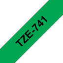 Ruban laminé Brother TZe-741 / TZE741, noir sur vert, 18 mm x 8 m