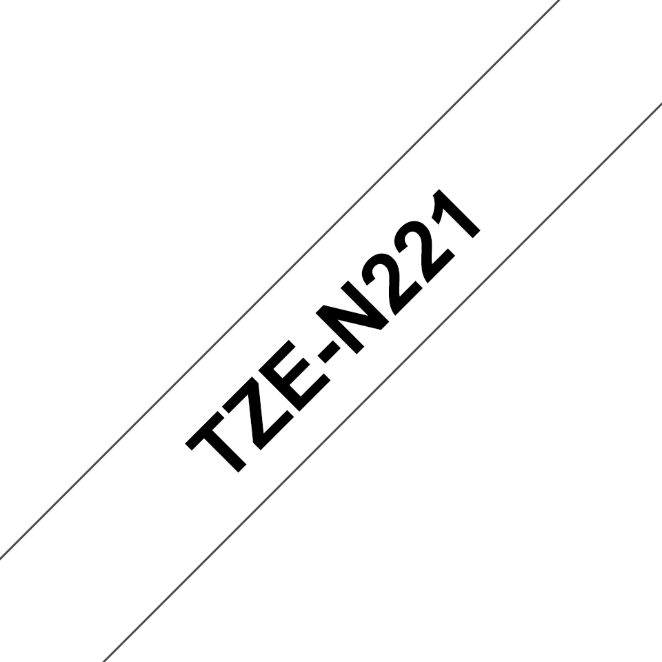 Brother Schriftband unlaminiert TZe-N221 / TZEN221, schwarz auf weiß, 9 mm x 8 m