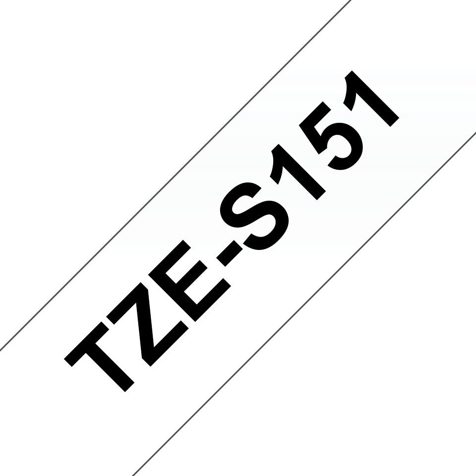 Ruban adhésif puissant Brother TZe-S151 / TZES151, noir sur transparent, 24 mm x 8 m