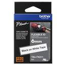 Brother TZe-FX211 / TZEFX211 flexible id tape, black on white, 6 mm x 8 m