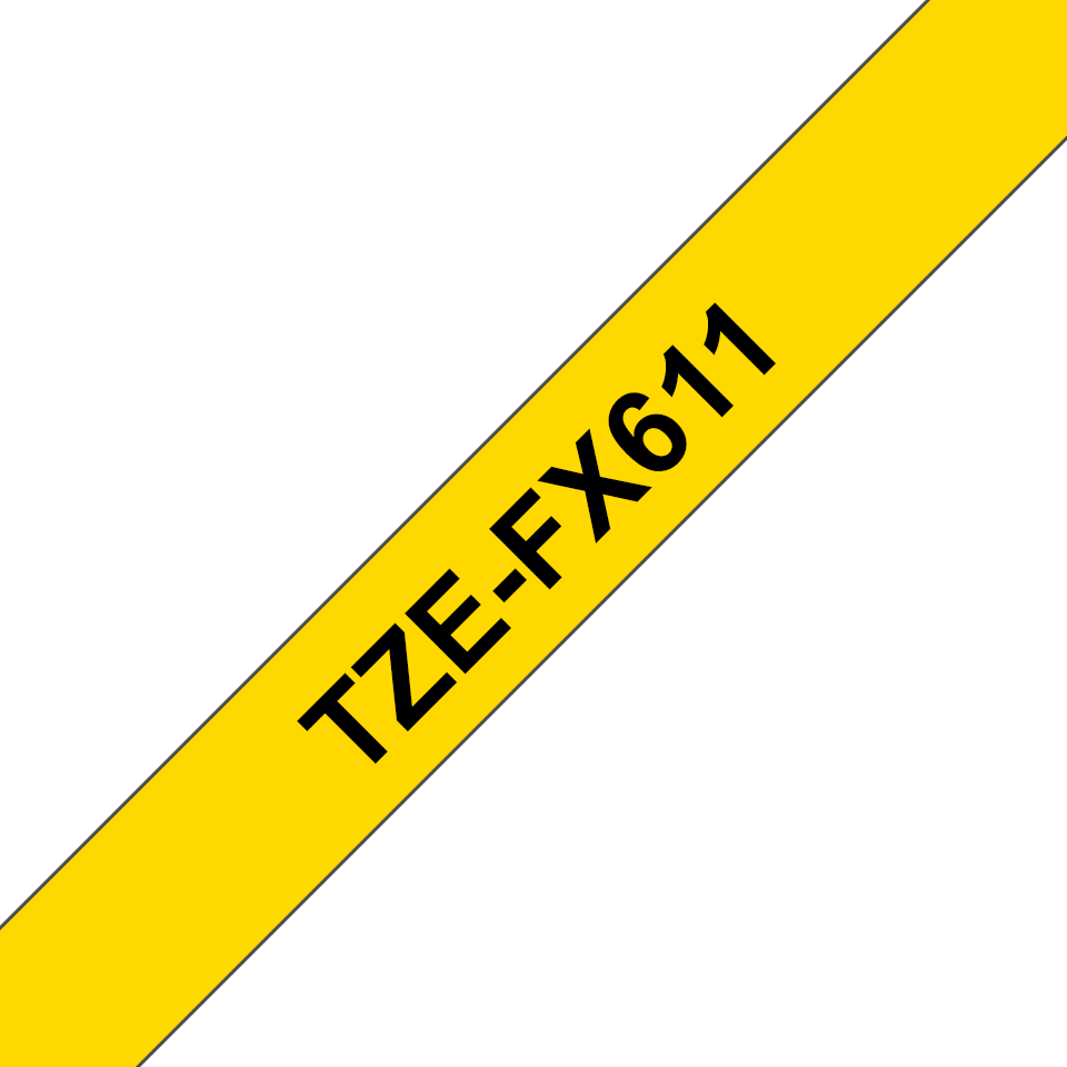 [TZEFX611] Ruban flexible Brother TZe-FX611 / TZEFX611, noir sur jaune, 6 mm x 8 m