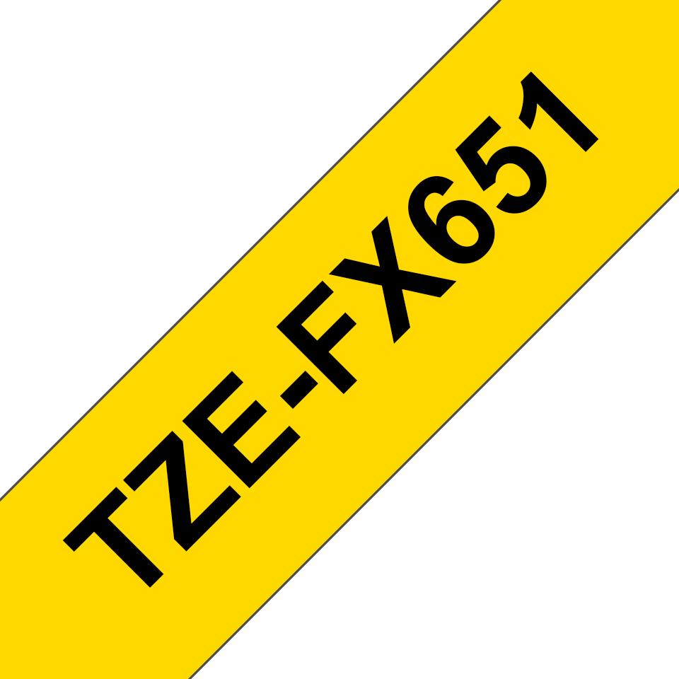 [TZEFX651] Ruban flexible Brother TZe-FX651 / TZEFX651, noir sur jaune, 24 mm x 8 m