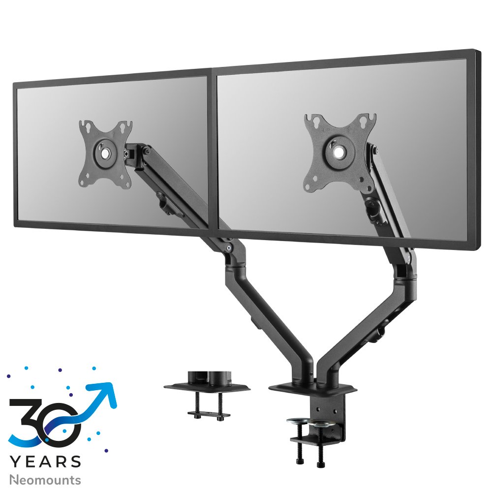 Bras support d'écran Neomounts FPMA-D650DBLACK, 17 à 27 pouces, jusqu'à 7 kg, 2 écrans, VESA 75x75 à 100x100