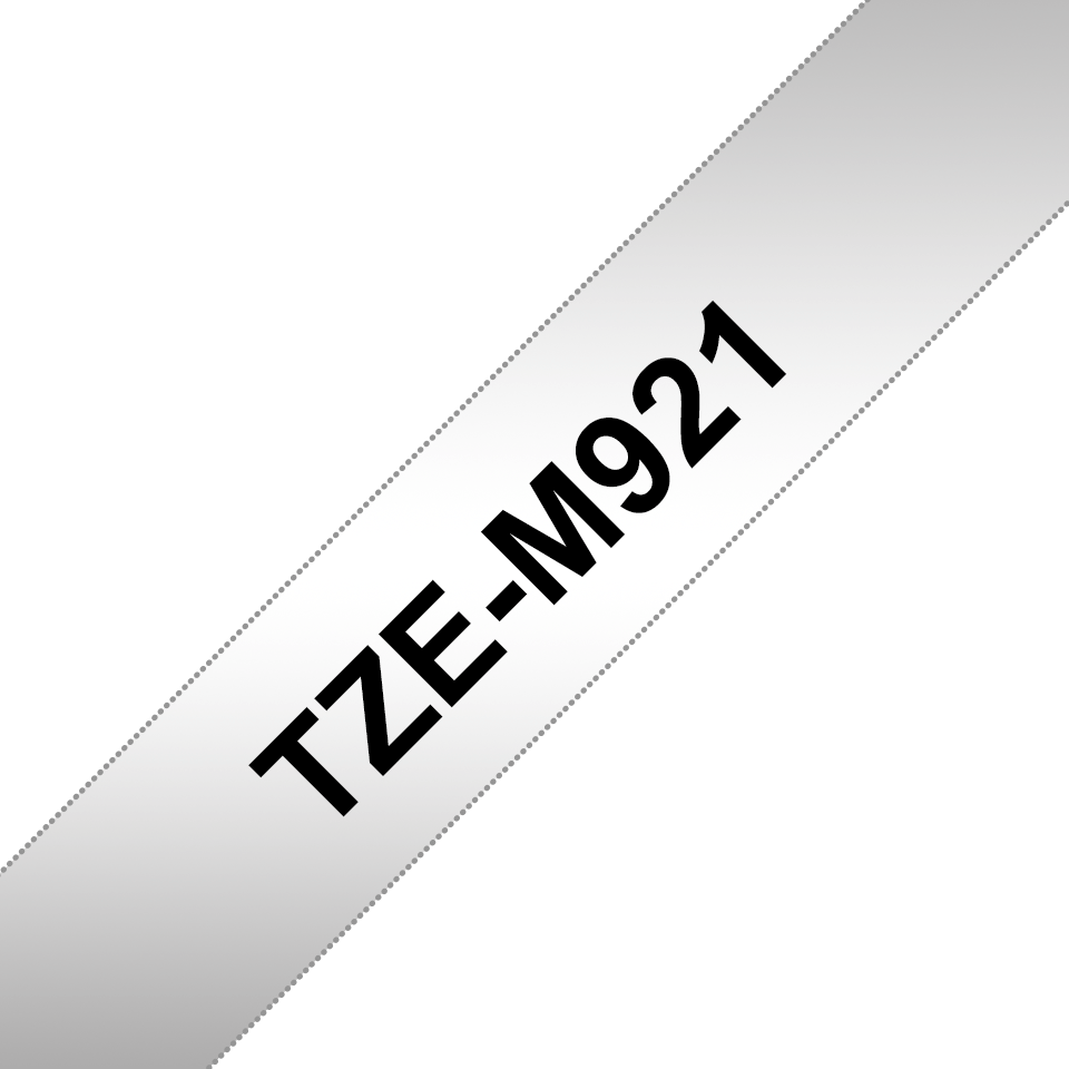 Ruban laminé mat Brother TZe-M921 / TZEM921, noir sur argent mat, 9 mm x 8 m