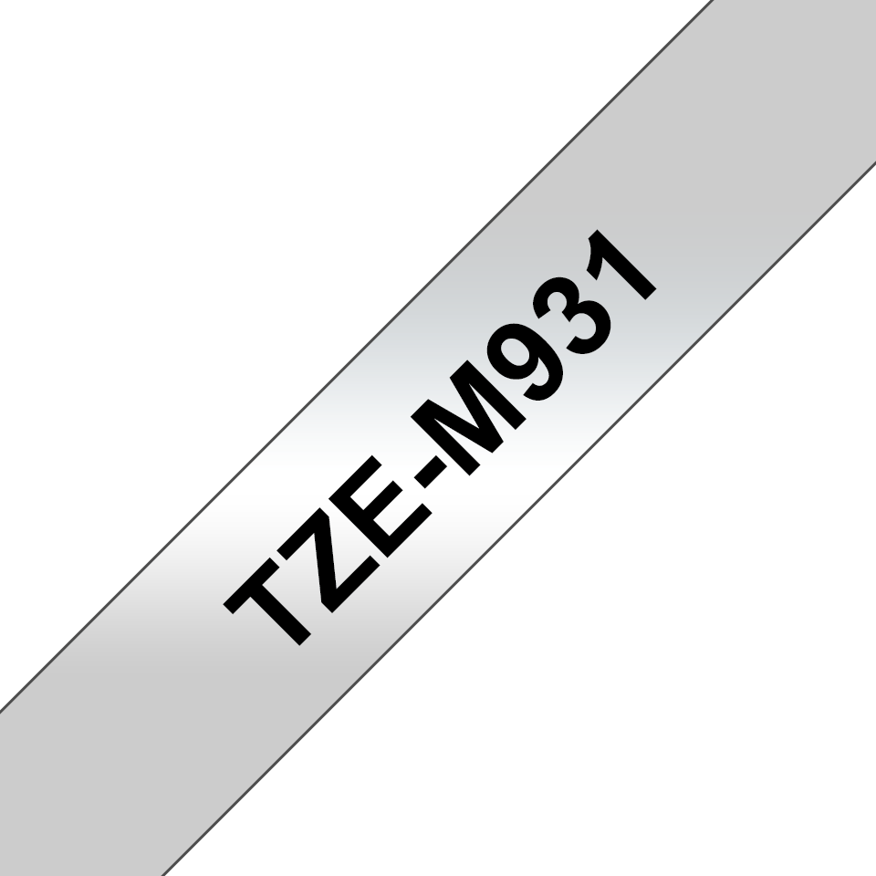 Brother Schriftband laminiert matt TZe-M931 / TZEM931, schwarz auf silber matt, 12 mm x 8 m
