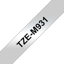 Brother Schriftband laminiert matt TZe-M931 / TZEM931, schwarz auf silber matt, 12 mm x 8 m