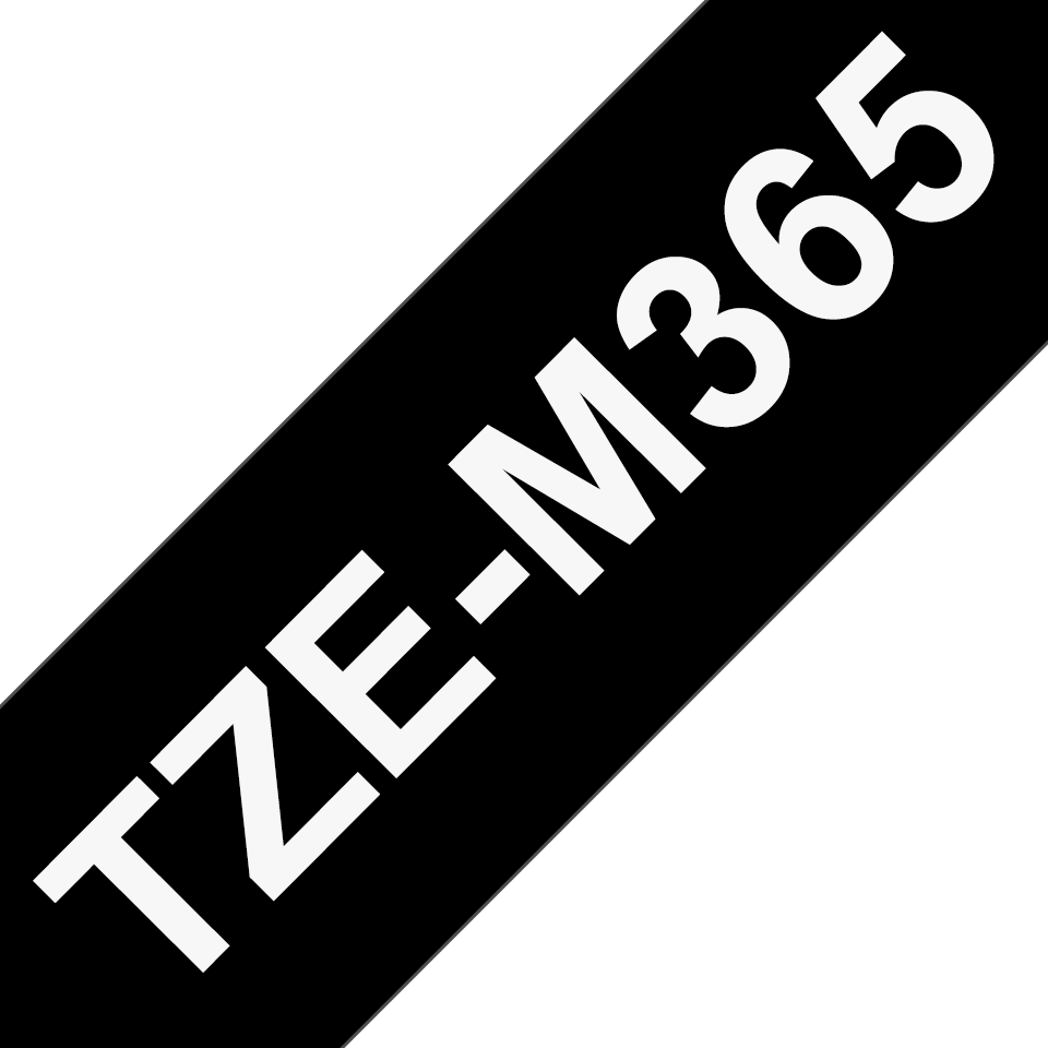 Ruban laminé mat Brother TZe-M365 / TZEM365, blanc sur noir mat, 36 mm x 8 m