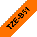 Ruban laminé fluorescent Brother TZe-B51 / TZEB51, noir sur orange fluo, 24 mm x 5 m