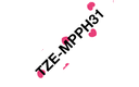 Brother TZe-MPPH31 / TZEMPPH31 patterned tape, black on pink hearts pattern, 12 mm x 4 m