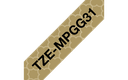 Ruban à motifs Brother TZe-MPGG31 / TZEMPGG31, noir sur motifs dorés, 12 mm x 4 m