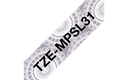 Ruban à motifs Brother TZe-MPSL31 / TZEMPSL31, noir sur motif dentelle argent, 12 mm x 4 m