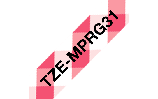 Brother TZe-MPRG31 / TZEMPRG31 patterned tape, black on red gingham pattern, 12 mm x 4 m