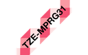 Brother TZe-MPRG31 / TZEMPRG31 patterned tape, black on red gingham pattern, 12 mm x 4 m