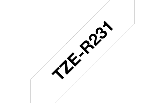 Ruban satin Brother TZe-R231 / TZER231, noir sur blanc, 12 mm x 4 m