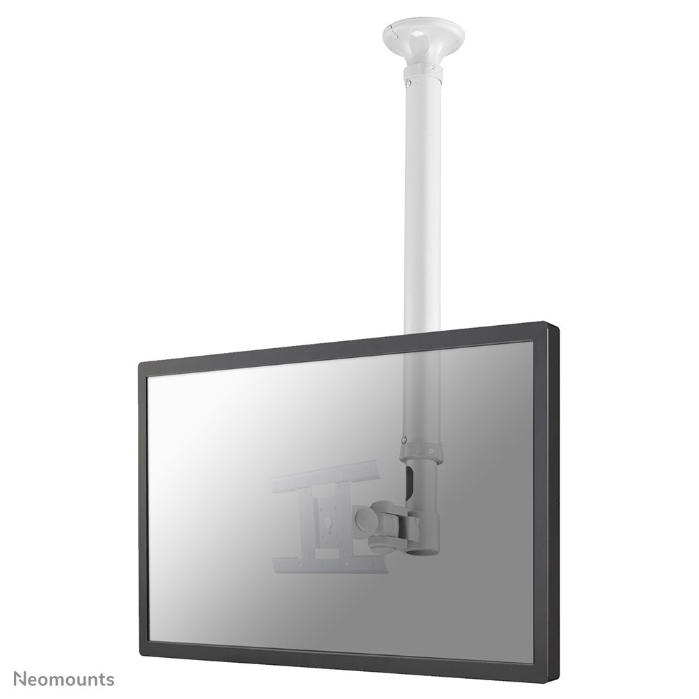Support de plafond pour écran Neomounts FPMA-C100WHITE, 10 à 30 pouces, jusqu'à 12 kg, VESA 75x75 à 200x100, inclinaison