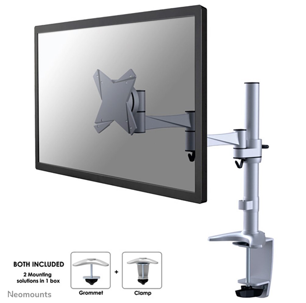 Bras support d'écran Neomounts FPMA-D1330SILVER, 10 à 30 pouces, jusqu'à 9 kg, VESA 75x75 à 100x100, inclinaison