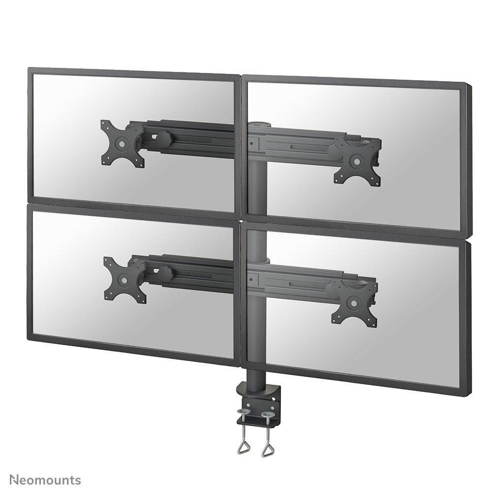 Bras support d'écran Neomounts FPMA-D700D4, 19 à 30 pouces, jusqu'à 8 kg, 4 écrans, VESA 75x75 à 100x100