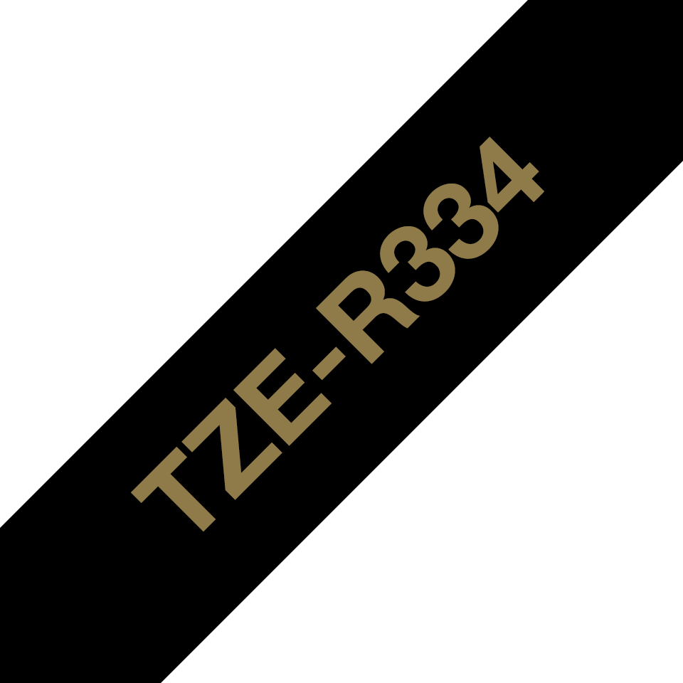 Brother Satinband TZe-R334 / TZER334, gold auf schwarz, 12 mm x 4 m