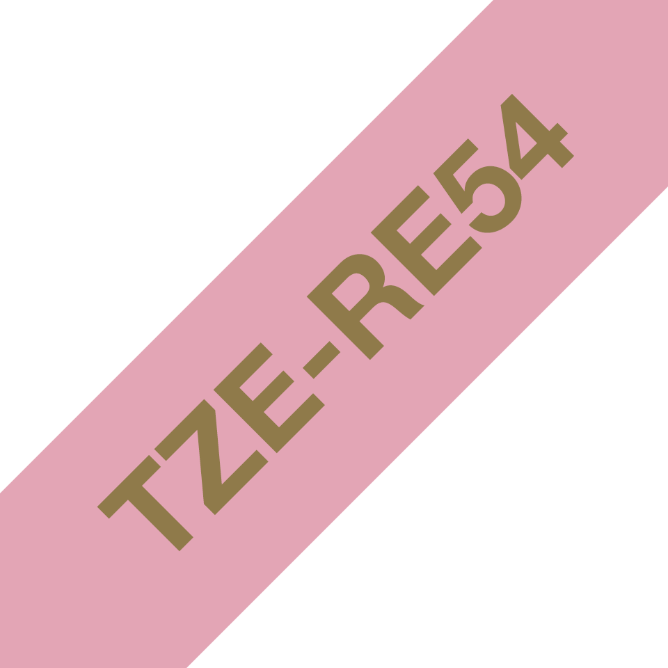 Ruban satin Brother TZe-RE54 / TZERE54, doré sur rose, 24 mm x 4 m