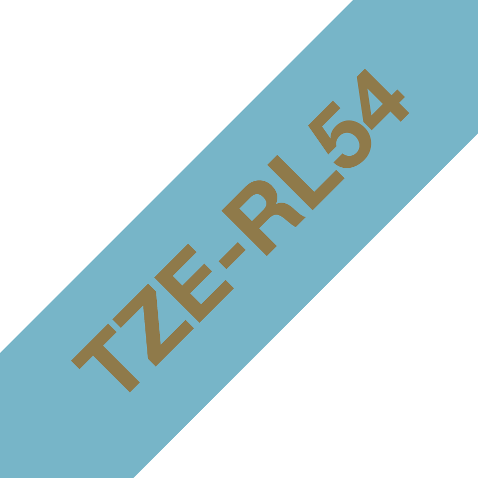Ruban satin Brother TZe-RL54 / TZERL54, doré sur bleu clair, 24 mm x 4 m