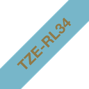 Brother TZe-RL34 / TZERL34 satin ribbon, gold on light blue, 12 mm x 4 m