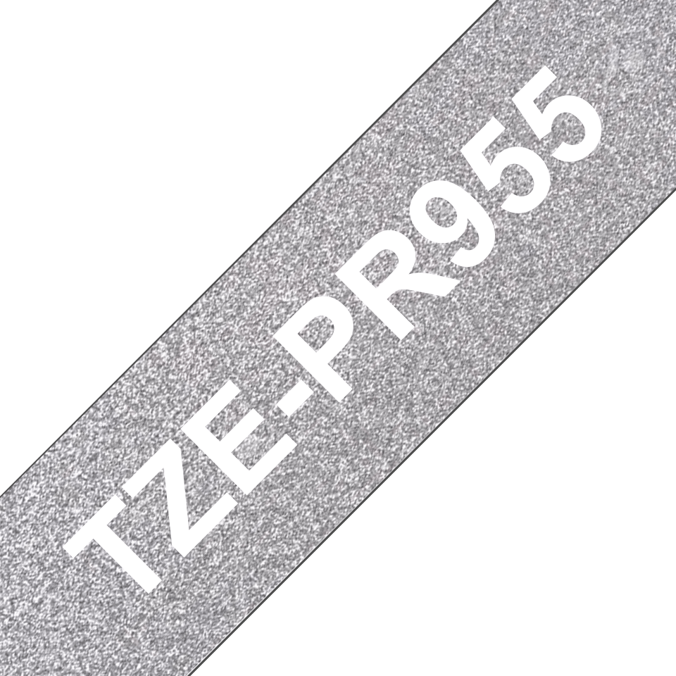 [TZEPR955] Brother TZe-PR955 / TZEPR955 premium laminated tape, white on silver, 24 mm x 8 m
