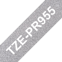 Brother Schriftband laminiert premium TZe-PR955 / TZEPR955, weiß auf silber, 24 mm x 8 m