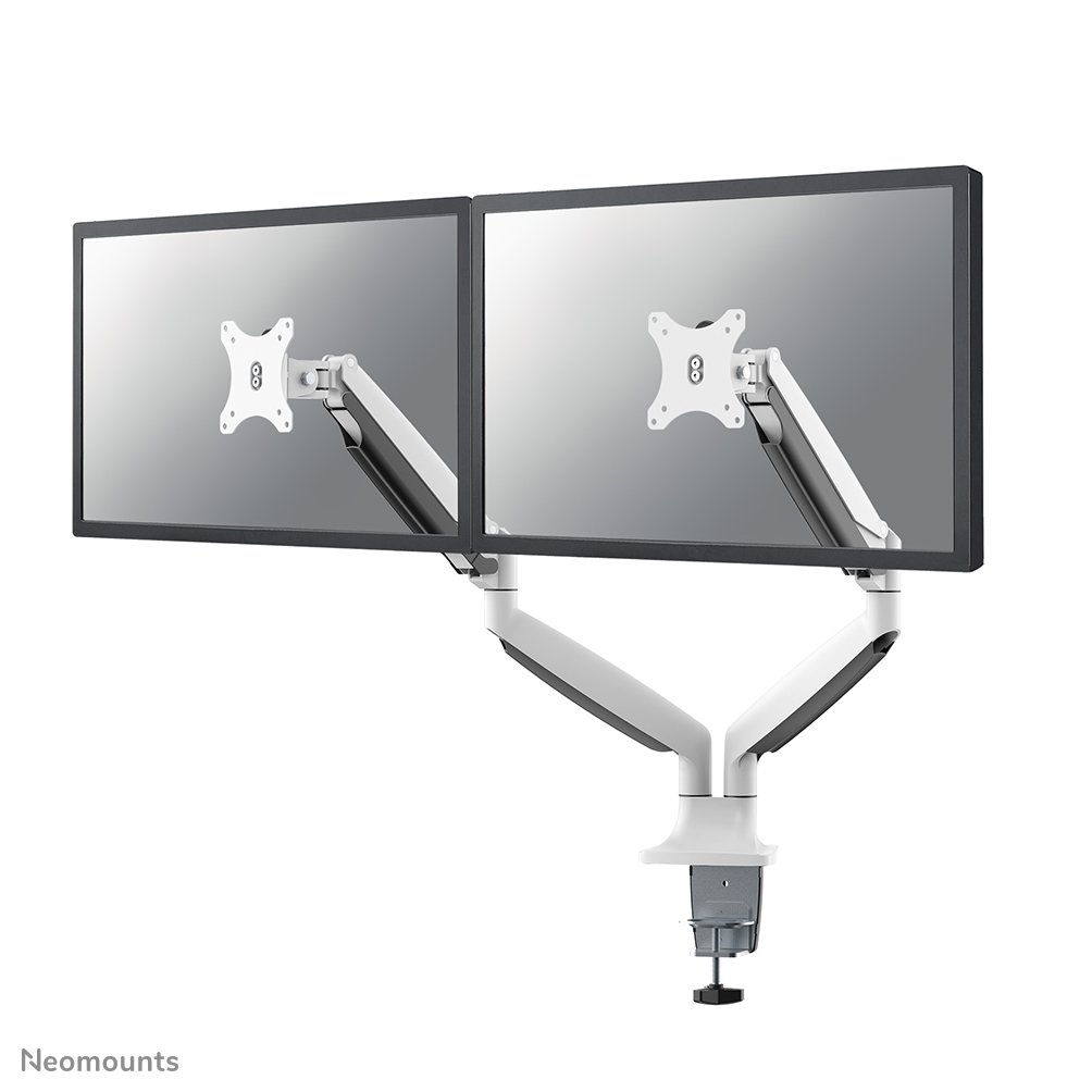 Neomounts NM-D750DWHITE Monitorarm, 10 bis 32 Zoll, bis 9 kg, 2 Bildschirme, VESA 75x75 bis 100x100
