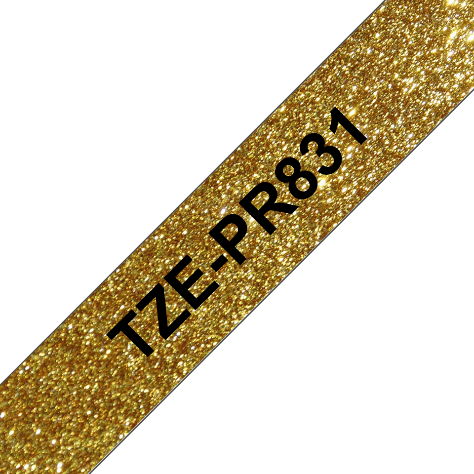 Ruban laminé premium Brother TZe-PR831 / TZEPR831, noir sur doré, 12 mm x 8 m