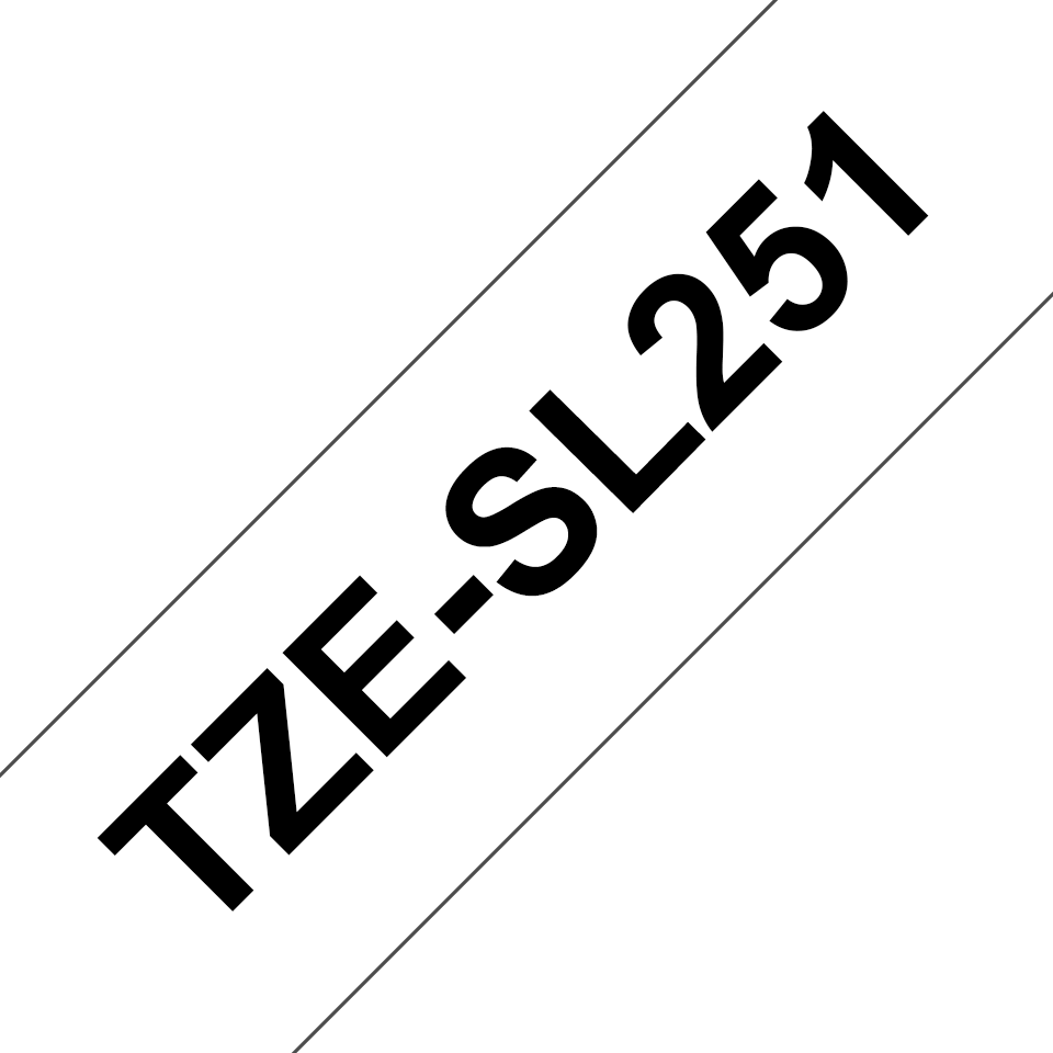 Ruban auto-laminé Brother TZe-SL251 / TZESL251, noir sur blanc, 24 mm x 8 m