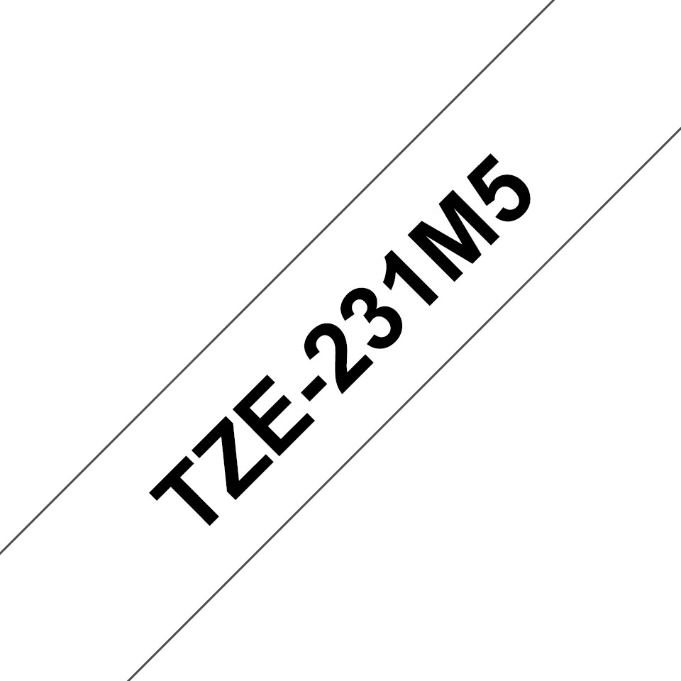 Brother TZe-231M5 / TZE231M5 laminated tape, black on white, 12 mm x 8 m (5 cassettes)