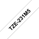 Brother Schriftband laminiert TZe-231M5 / TZE231M5, schwarz auf weiß, 12 mm x 8 m (5 Kassetten)