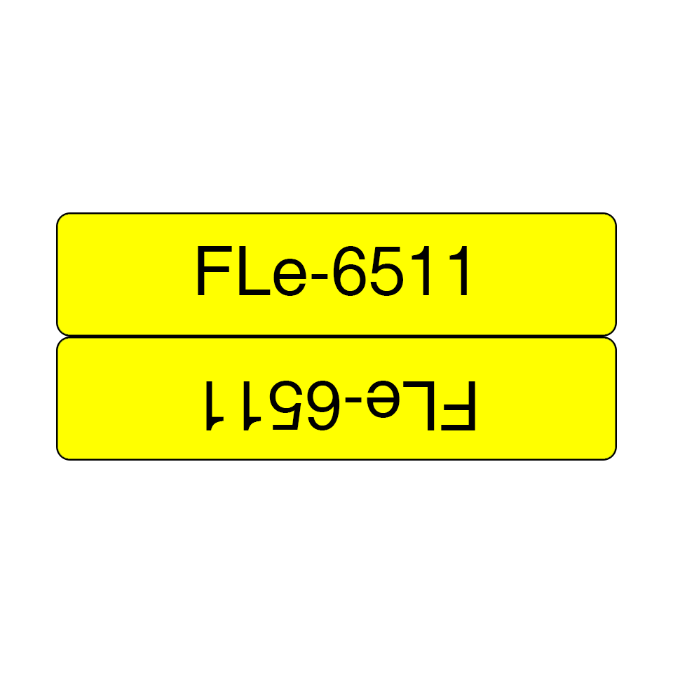 [FLE6511] Brother FLe-6511 / FLE6511 die-cut flag labels, black on yellow, 21 x 45 mm, 72 labels