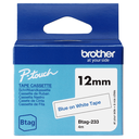 Brother Schriftband unlaminiert BTAG-233 / BTAG233, blau auf weiß, 12 mm