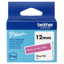 Brother BTAG-P35 / BTAGP35 non-laminated tape, white on pink, 12 mm