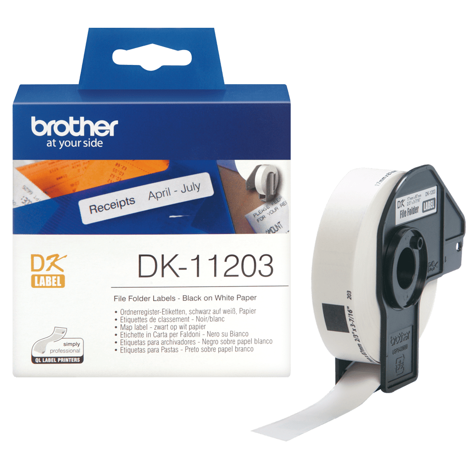 Brother DK-11203 / DK11203 die-cut labels, black on white, 17 x 87 mm, 300 labels