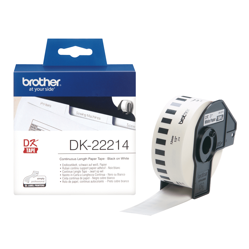 [DK22214] Brother DK-22214 / DK22214 continuous paper roll, black on white, 12 mm x 30.48 m